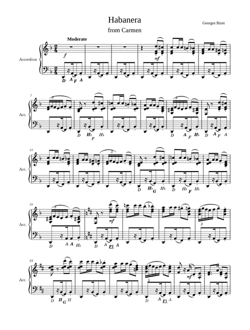 Habanera (Carmen) – Georges Bizet - Accordion Solo
