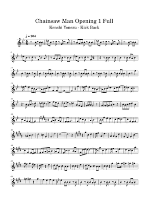 KICK BACK – Kenshi Yonezu (米津 玄師) Kick Back; Flute Solo Sheet