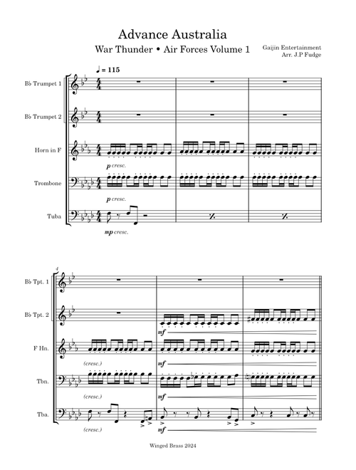 Advance Australia – War Thunder Soundtrack - [Brass Quintet]