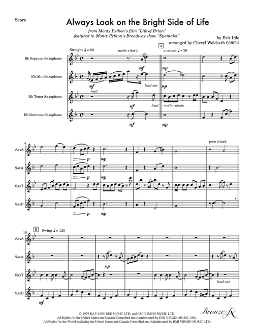 Always Look On The Bright Side Of Life (Arr. Cheryl Woldseth - Bronze:FX) - Monty Python (Woodwind Ensemble)