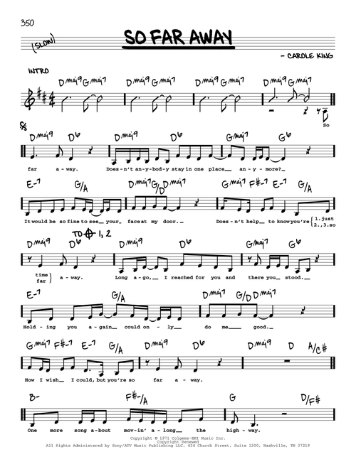 So Far Away - Carole King (Real Book - Melody-Chords-Lyrics)