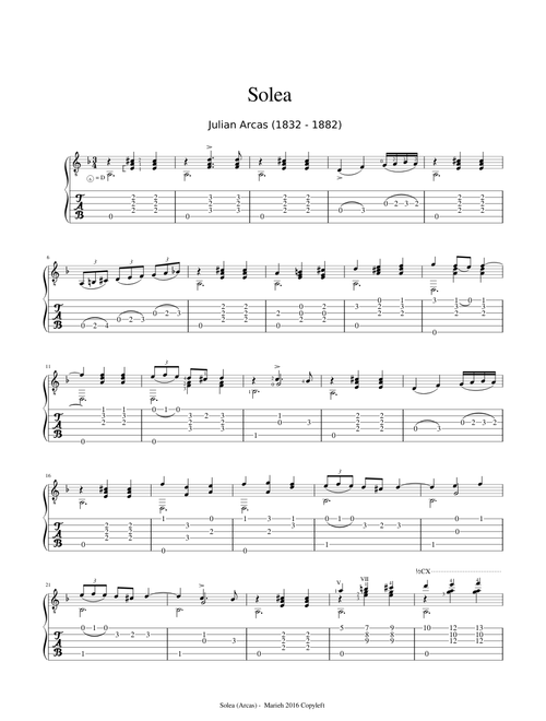 Solea - Julian Arcas (1832 - 1882) Tablature