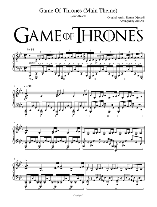Game Of Thrones - Main Theme - Piano Arrangement
