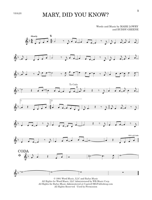 Mary, Did You Know? - Mark Lowry, Buddy Greene (Violin Solo)