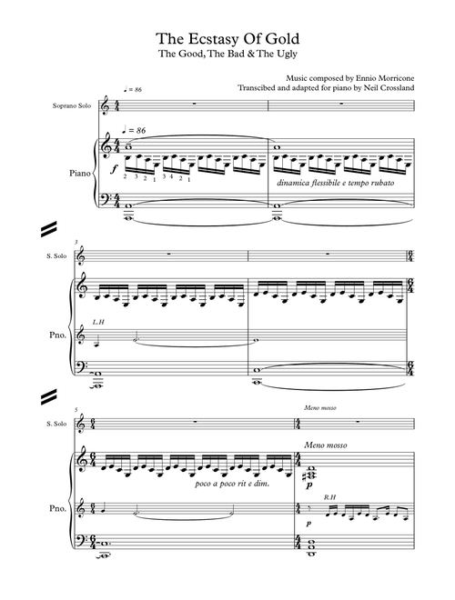 The Ecstasy Of Gold (Arr. Neil Crossland) - Metallica (Piano Vocal)