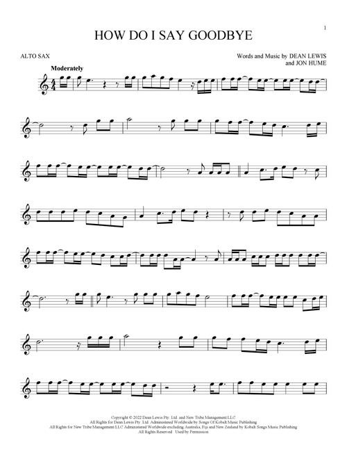 How Do I Say Goodbye - Dean Lewis (Alto Sax Solo)
