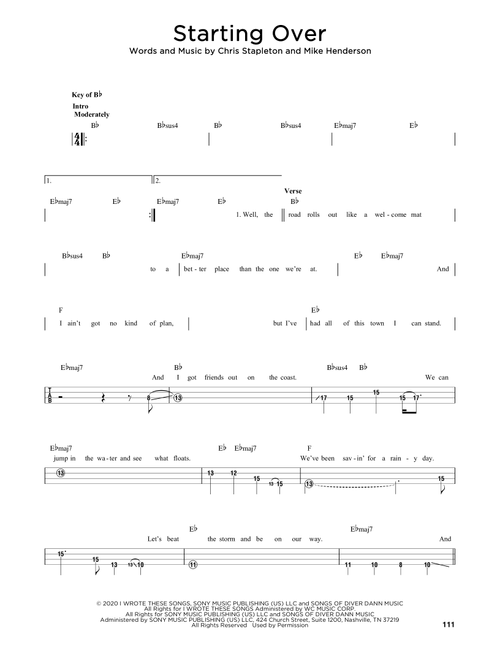 Starting Over - Chris Stapleton (Easy Bass Tab)