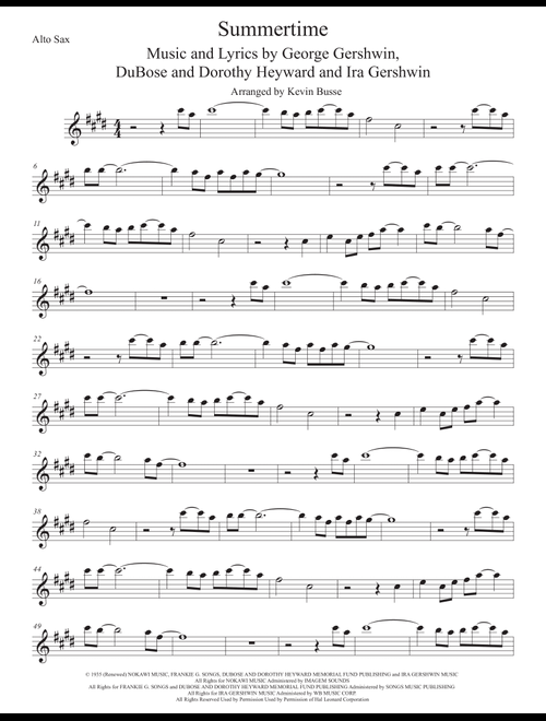 Summertime (Arr. Kevin Busse) - George Gershwin, Ira Gershwin, DuBose Heyward (Alto Sax Solo)