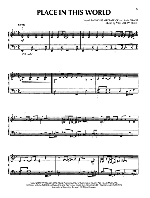 Place In This World - Michael W Smith (Piano Solo)