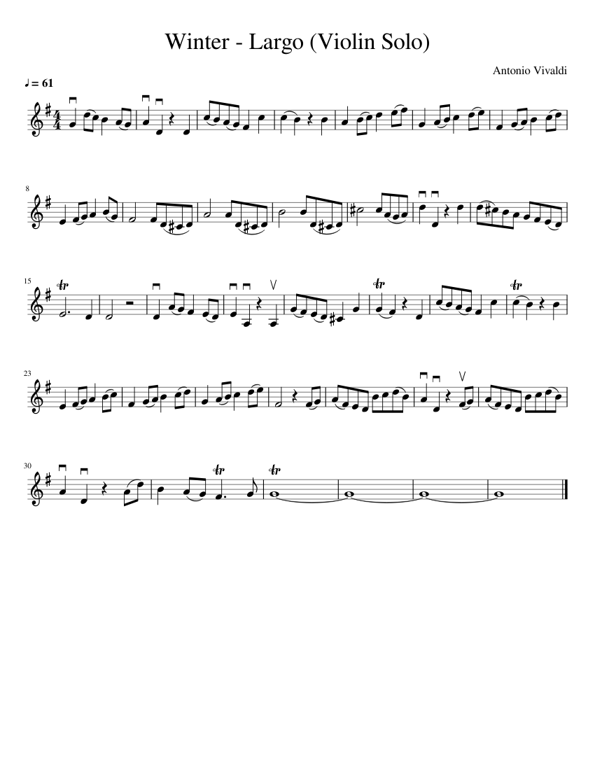 Winter - (Violin Solo) Sheet music for Violin (Solo) | Musescore.com