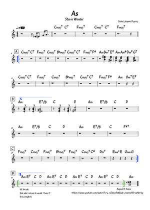 Play Official version of As Sheet Music by Stevie Wonder for Piano ...