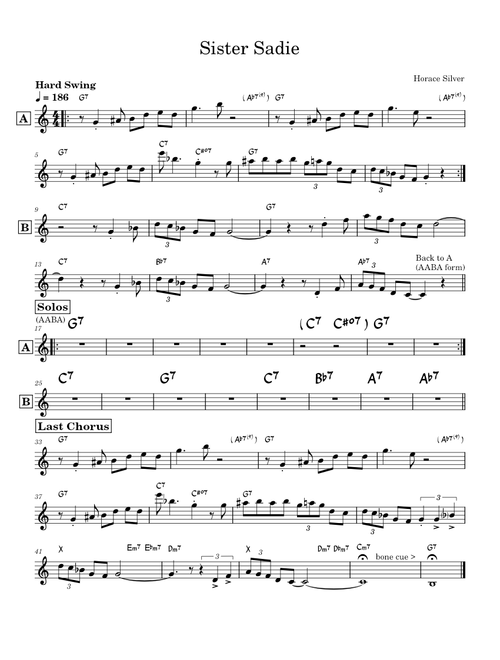 Sister Sadie (Lead Sheet) – Horace Silver