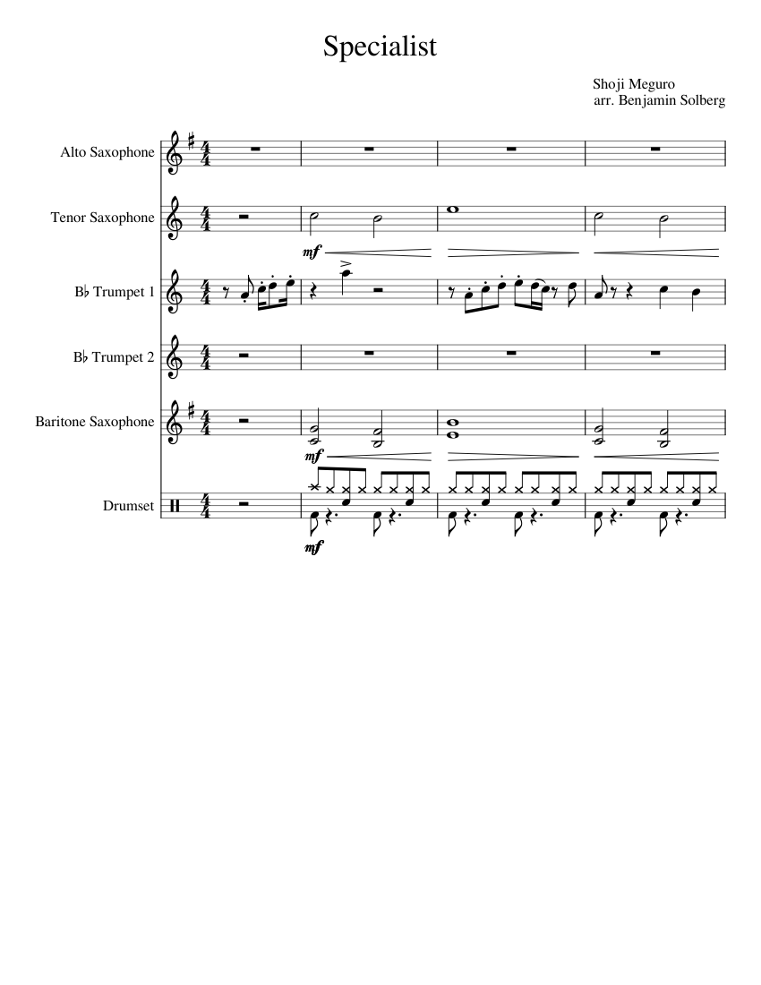Specialist – Shoji Meguro Sheet music for Saxophone alto