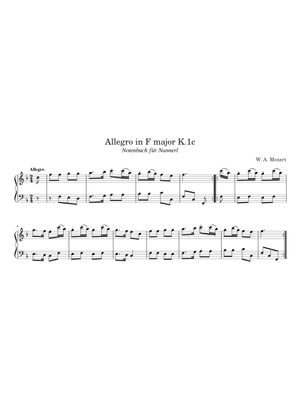 Allegro in F major, K.1c - Wolfgang Amadeus Mozart Sheet Music for ...