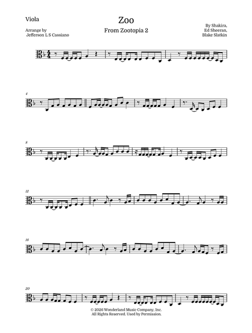 Zoo (Arr. Jefferson LS Cassiano) - Shakira (Viola Solo)