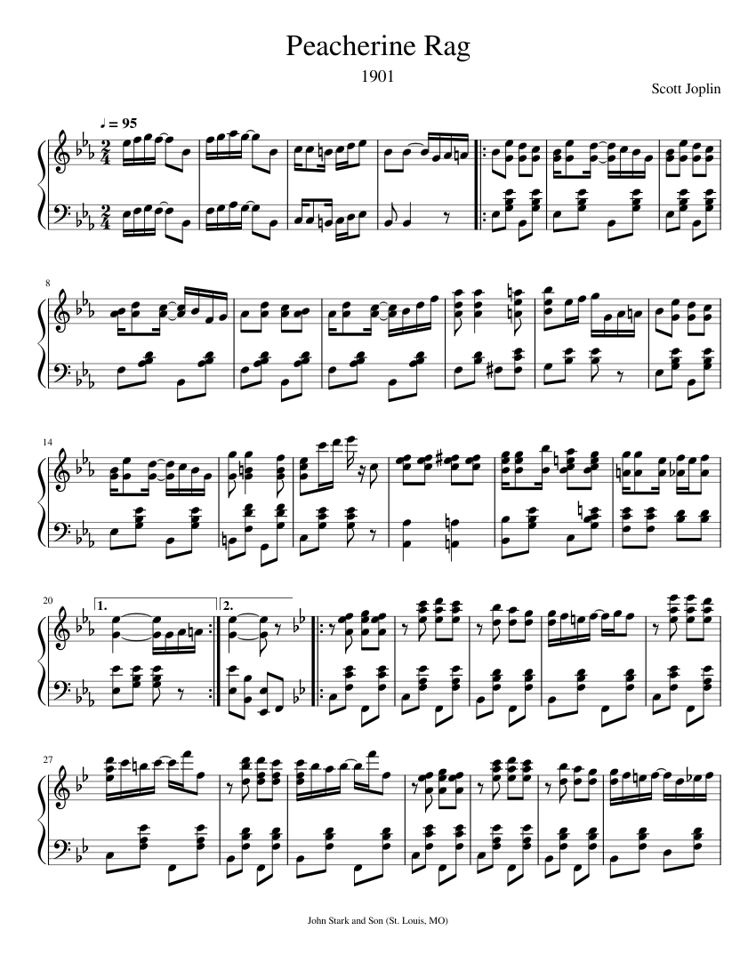 Peacherine Rag by Scott Joplin Sheet music for Piano (Solo) | Musescore.com