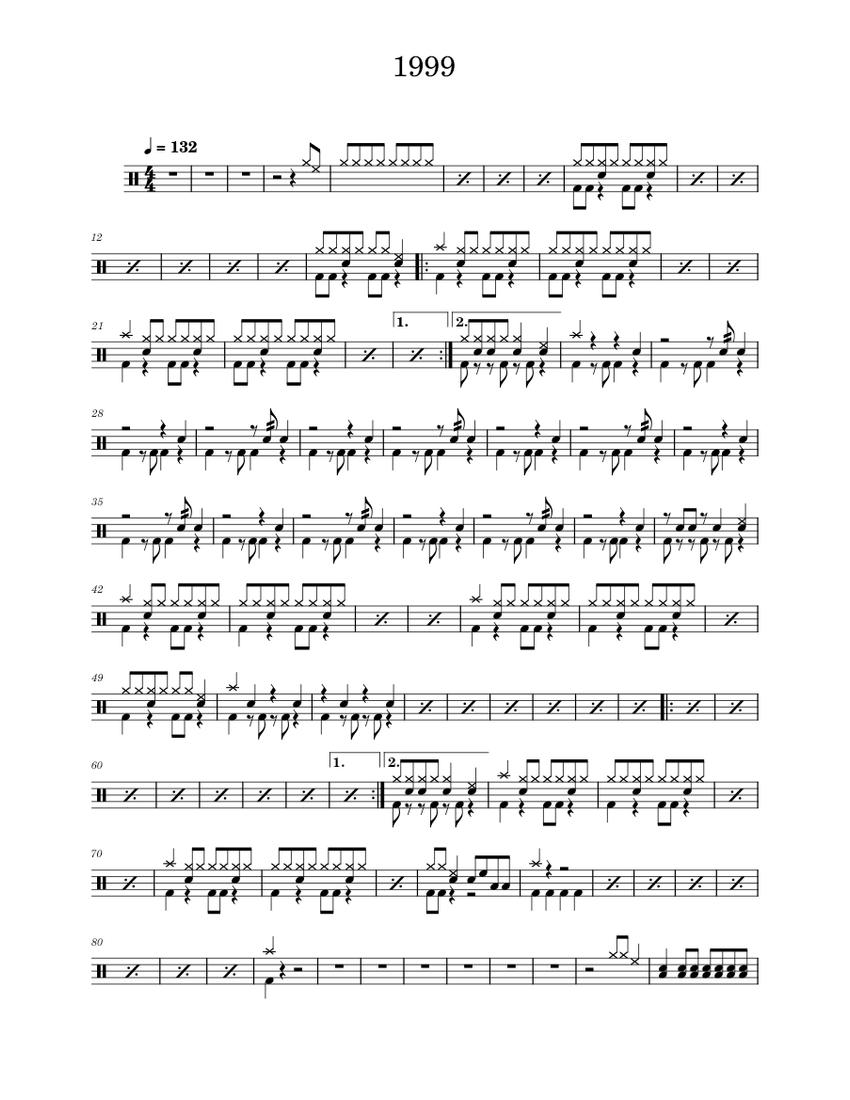 1999 – 羊文学Sheet Music for Drum group (Solo) | MuseScore.com