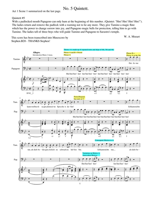 Analysis of Die Zauberflöte No 5