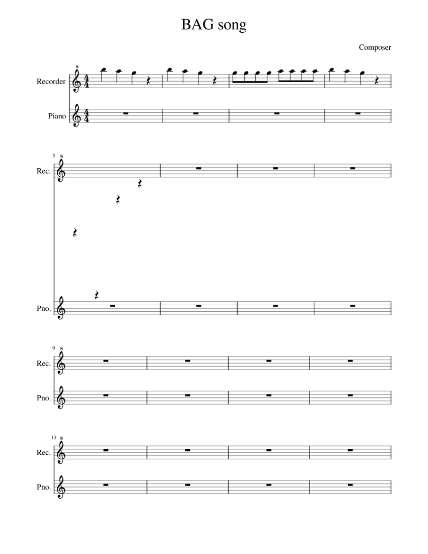 hot cross buns Sheet music for Piano, Recorder (Solo)