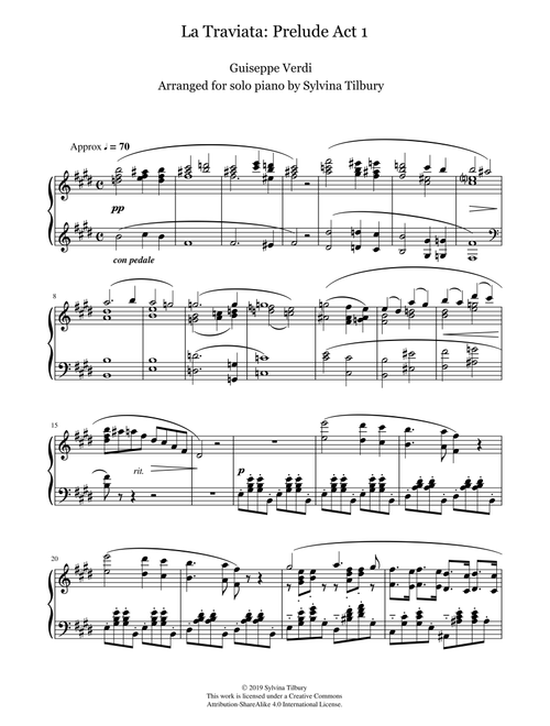 Prelude to Act 1 from "La Traviata" by G Verdi (Piano Solo) (Arr. Sylvina Tilbury) - Guiseppe Verdi (Piano Solo)