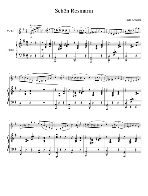 Schön Rosmarin from Alt-Wiener Tanzweisen (Lovely Rosemary from 3 Old Viennese Dances) by Fritz Kreisler