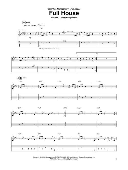 Full House - Wes Montgomery (Guitar Tab)