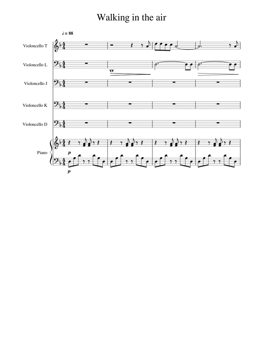 Verslaafd zwaan Waakzaam Walking In The Air Sheet music for Piano, Cello (Piano Sextet) |  Musescore.com