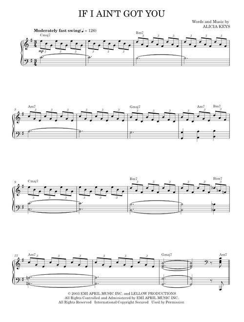 If I Ain't Got You - Alicia Keys (Piano Vocal)