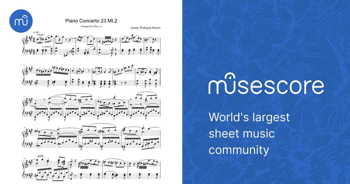 Piano Concerto 23 Mt.2 K488 Sheet Music for Piano (Solo