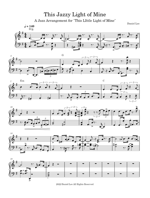 This Little Light Of Mine – African-American Spiritual This Jazzy Light of Mine - Daniel Lee