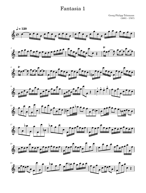 Fantasia No. 1. solo recorder. G. P. Telemann