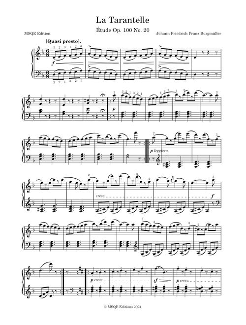 "La Tarantelle" Étude Op. 100 No. 20 – Friedrich Burgmüller