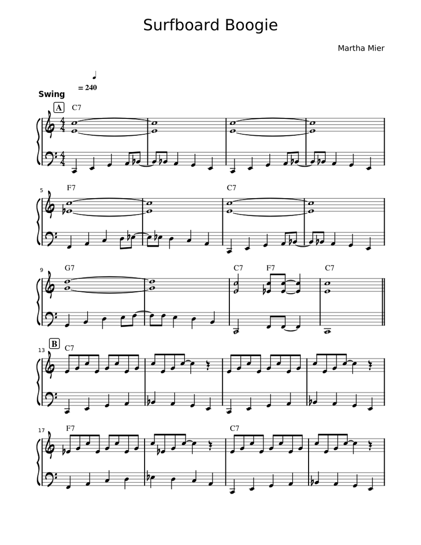 Surfboard Boogie Sheet music for Piano (Solo)