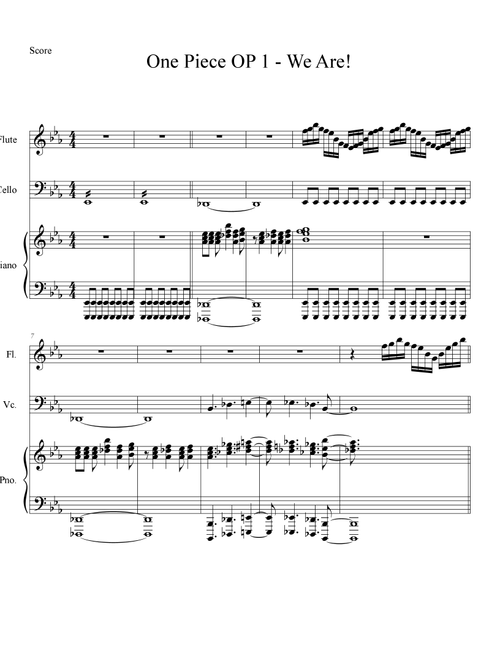 One Piece OP 1 - We Are Trio Flute Cello Piano (Small Ensemble)