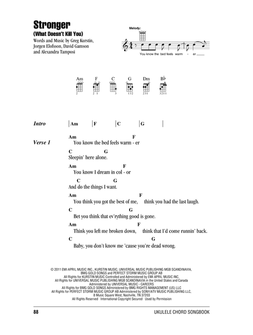 Stronger (What Doesn't Kill You) - Kelly Clarkson (Ukulele Chords-Lyrics)
