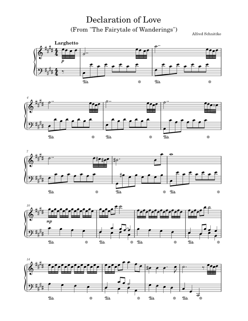 Declaration of love Alfred Schnittke Sheet music for Piano (Solo