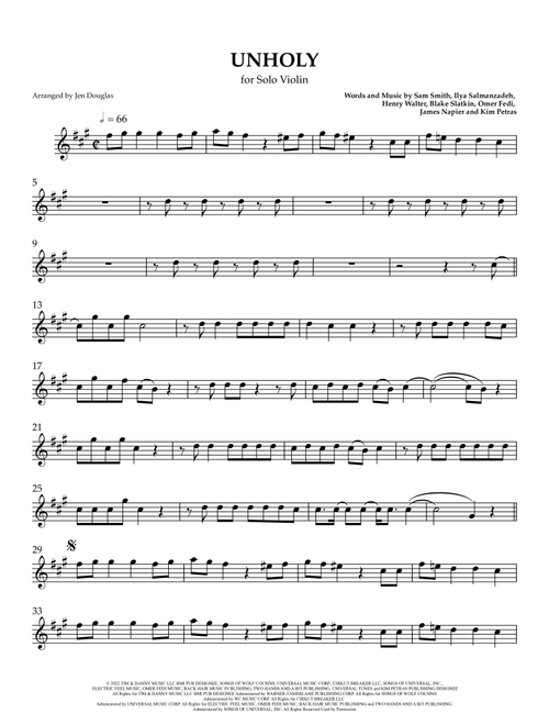 Unholy (Arr. Jen Douglas) - Sam Smith Feat. Kim Petras (Violin Solo)