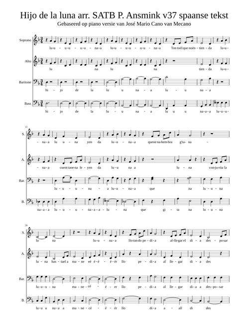 Hijo de la luna SATB arr PAnsmink v37