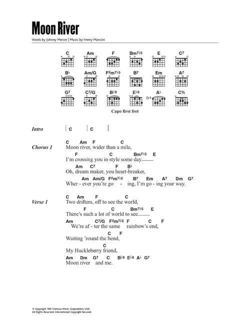 Moon River - Andy Williams (Guitar Chords-Lyrics)
