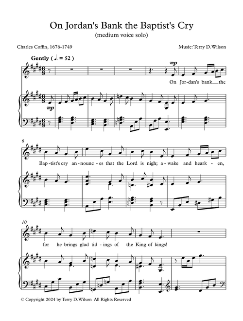 On Jordan's Bank the Baptist's Cry (medium voice solo) (Arr. Terry D. Wilson) - Charles Coffin (Piano Vocal)
