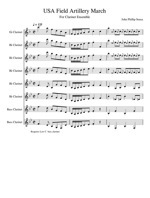 U.S. Field Artillery March – John Philip Sousa U.S. Field Artillery March for Clarinet Ensemble