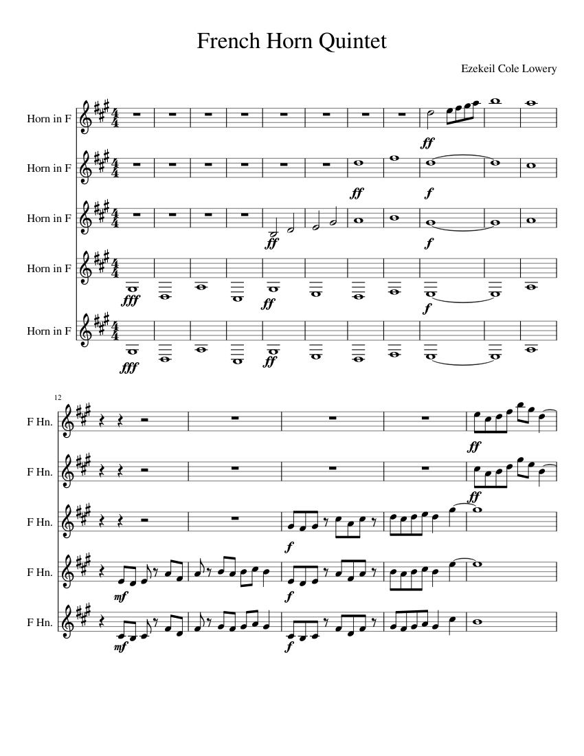 French Horn Quintet Sheet music for French horn (Brass Quintet