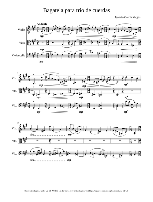 Bagatela para trío de cuerdas (Bagatelle for String Trio)