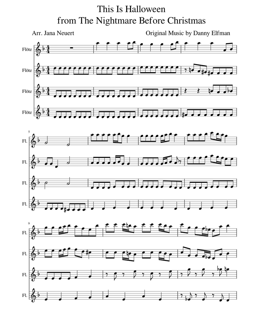 This is Halloween Sheet music for Flute (Woodwind Quartet)