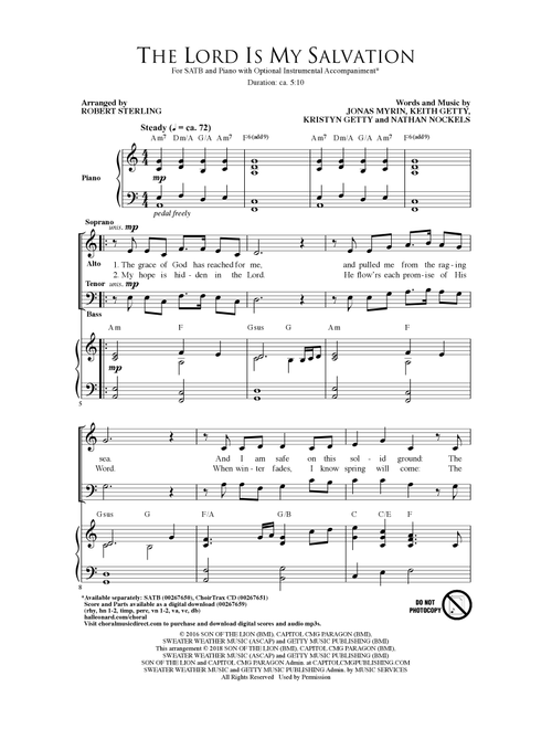 The Lord Is My Salvation (Arr. Robert Sterling) - Keith Getty, Kristyn Getty, Jonas Myrin (Choral, SATB)