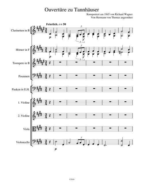 Richard Wagner - Tannhäuser Overture main theme arr. for Small Orchestra