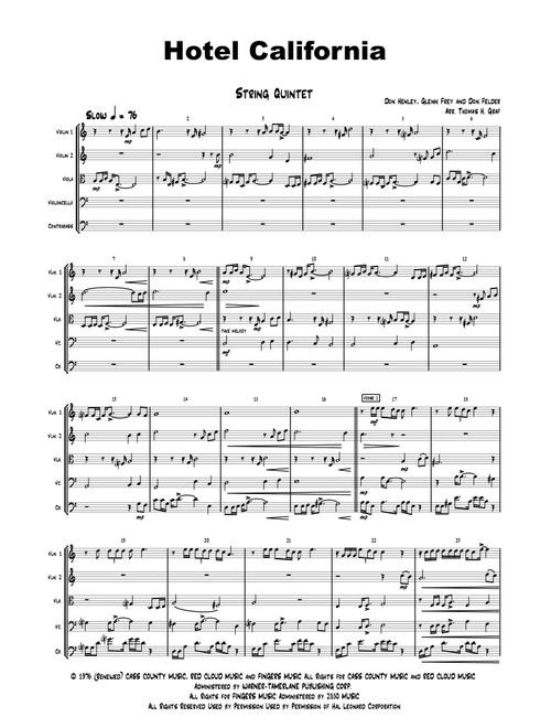 Hotel California (Arr. Thomas Graf) - Eagles (String Ensemble)