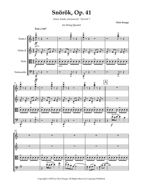 Snörök for String Quartet, Op. 41 - Chris Knapp (String Quartet)