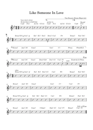 Like Someone In Love in Bb Sheet Music with Chords for Piano Like Someone In Love in Bb Sheet Music with Chords for Piano