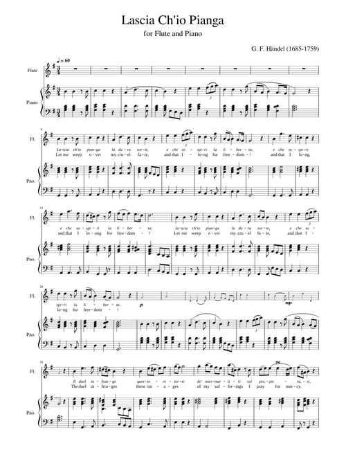 Händel - Lascia Ch'io Pianga, for Flute, Cello, and Piano